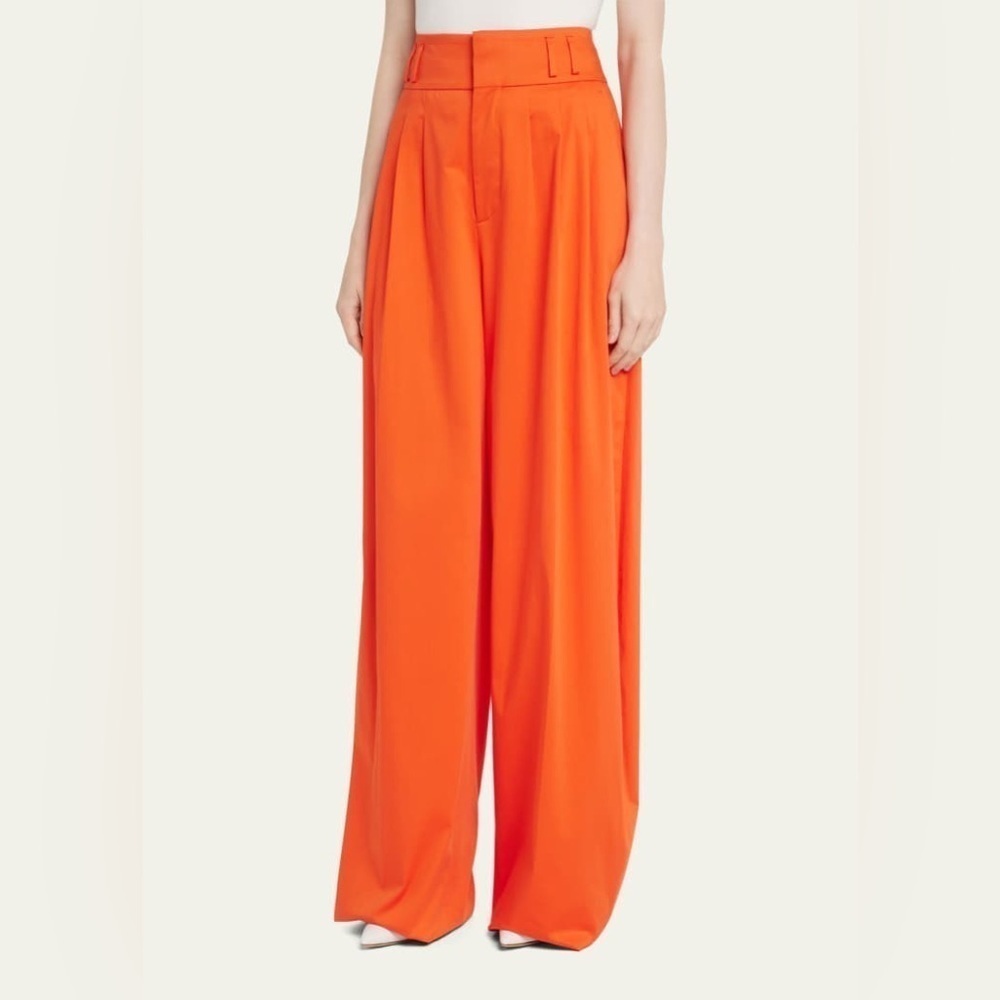 ALTUZARRA Tyr Wide-Leg Pleated Pants Bright Orange - Picture 3 of 15
